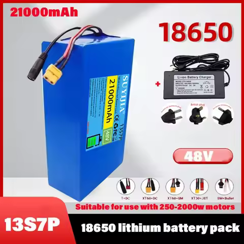 13S7P 48V 21Ah 18650 Lithium Battery 1000W High Power 54.6V 30A Built-in BMS for Outdoor Power Tool