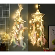Dream Catcher Star Moon Dream Catcher with LED Lights Handmade Dream Catcher Bedroom Decoration Feat
