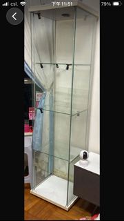 Ikea直立式玻璃展示櫃 鎖骨玻璃櫃 擺設櫃 模型櫃163cm（高）40cm（闊）35（深）