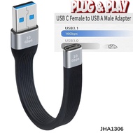 Short Flexible USB C Extension Cable, USB C 3.2 Extender Nylon Braided Type C Male to Female Cord 10