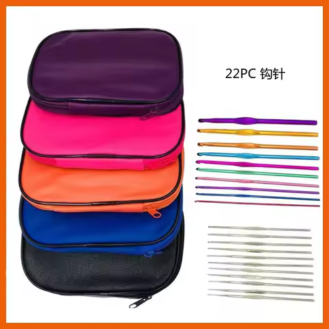 22Pcs Crochet Set Crochet Set With Storage Bag Ergonomic Knitting Needle Blunt Needle DIY Beginner M