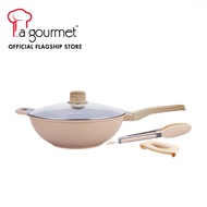SHOGUN RAY OF HOPE 32CM WOK WITH LID, SILICONE TONGS AND SILICONE HANDLE COVER