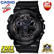 Original G-Shock GA100 Men Sport Watch Japan Quartz Movement Dual Time Display 200M Water Resistant Shockproof and Waterproof World Time LED Auto Light Sports Wrist Watches with 4 Years Warranty GA-100CF-1A (Free Shipping Ready Stock)