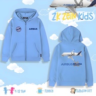 Airbus Beluga Transport Airplane Kids Zip Up Hoodie Kids Jacket/ with AIRBUS BELUGA XL Airplane Imag