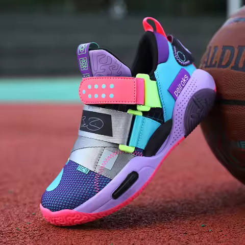 Children's Basketball Shoes For Boys Girls Non-slip Kids Sport Shoes Lightweight Outdoor Sneakers Tr