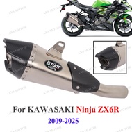 For KAWASAKI Ninja ZX-6R 2009 -2025 Motorcycle Exhaust Slip On Escape ZX6R Exhaust Carbon Fiber AT2 