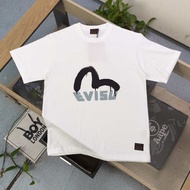 T-shirt Evisu/ Tee Evisu Unisex T-shirt Bercetak Lengan Pendek Kasual T-shirt untuk Perjalanan Haria