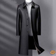 【High Quality】❀ Jaket Lelaki Quality Cotton Leather trench coat, men's long over-the-knee, loose lap