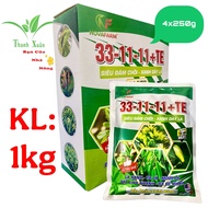 Phân Bón NPK 33-11-11+TE Siêu Vọt Đọt - Tạo Tán - Xanh Lá Hộp 1kg