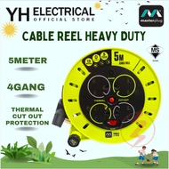 Masterplug PRO-XT 5M 4gang Cable Reel Extension Heavy Duty (CSU05134SL-PXA) Wire kabel extension Sir