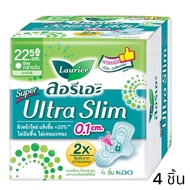 Laurier ลอรีเอะ ซุปเปอร์ อัลตร้า สลิม 22.5 cm 4 ชิ้น Laurier Sanitary Napkin Super Ultra Slim 4pcs.