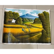 PLASTIC PAINTING OIL PAINT VIEW 4 FIRE FARMERS FRAME SIZE 80X60cm (LxH)