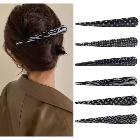 5.51 Inch Acrylic Sheet Geometric Vein Hair Clips for Women Girl Extended Hairpin Leaves Hair Access