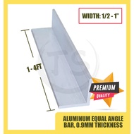 ALUMINUM EQUAL ANGLE BAR, 1/2" TO 1" WIDTH, 0.9MM THICKNESS, 1FT TO 4FT