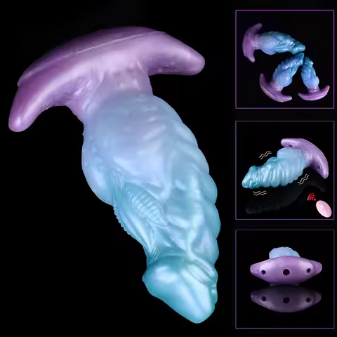 YOCY Fantasy Silicone ANAL PLUG,Wearable Butt Plug,With Fox Tail,Mouth Gag,10 Modes Vibrators Men Fe
