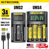 NITECORE UMS2 UMS4 USB 5V Original Smart Charging LCD Charger Li-ion Lithium Battery 18650 14500 266