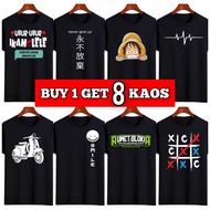 Distro T-shirts IDR 100,000, 8 Cool T-shirts, Men's Tops UnisexWanita, Screen-Printed T-shirts
