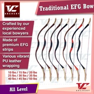 V Club Archery Handmade Traditional Bow - PU Leather Wrapped EFG Limb - 10-50lbs - In-House Bowyer H