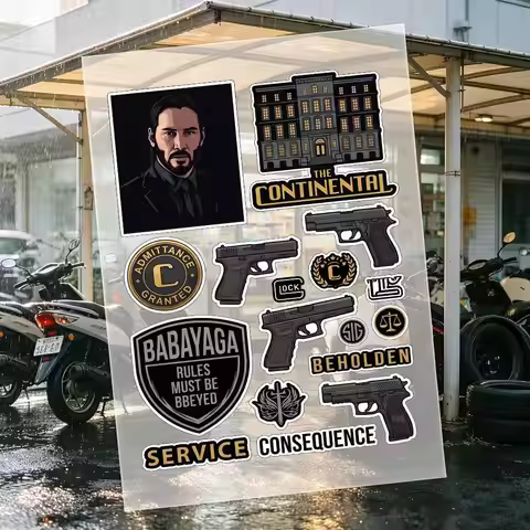 Movie J-John Wick Motorcycle Stickers Car Body Vinyl Stickers Laptop Wall Decals Car Modification Ac