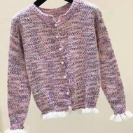 韓系時尚小香風上衣荷葉邊木耳針織毛衣 Korean style fashion small Chanel style ...