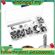 【】24 Set Boat Canvas Snaps Kit Tool 74 Pcs Stainless Steel Screw Boat Cover Snaps Metal Snaps 3/8 In