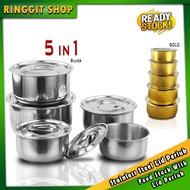 Ringgit Shop Family cook 5 In 1 Stainless Steel pot Food Stock With Lid Periuk Masak Food Storage in