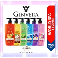 GINVERA World Spa Shower Scrub Bodywash 750ml | Bath Body Wash |Lavender|Lemongrass|Green Tea|Rose|Charcoal|Sea Salts