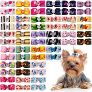 PET SHOW 20 Pek Mini Riben Rambut Anjing Kecil Dengan Gelang Getah, Riben Berlian Imitasi, Aksesori 