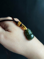 天然緬甸玉 翡翠 老油青 招財 貔貅 護主 玉墜 項鍊 禮物 長輩禮