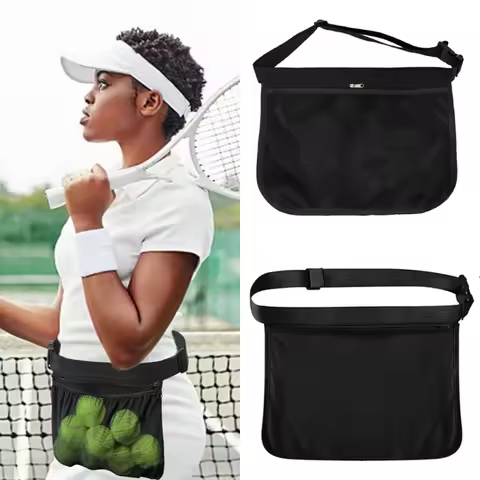 Double-layer Golf Tennis Balls Pickleball Waist Bag Storage Bags Adjustable Belt Oxford Mesh Pouch B