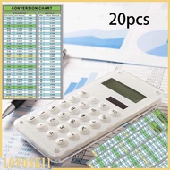 [Lovoski1] 20 Pieces Conversion Chart Stickers Inches to Mm Easy Waterproof Decals for