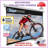 [MOTORISED PROJECTOR SCREEN] [AVAIL SIZE: 84"|100"|110"|120"] MOTORISED WALL/CEILING ALR TAB TENSION SCREEN WITH BLACK C