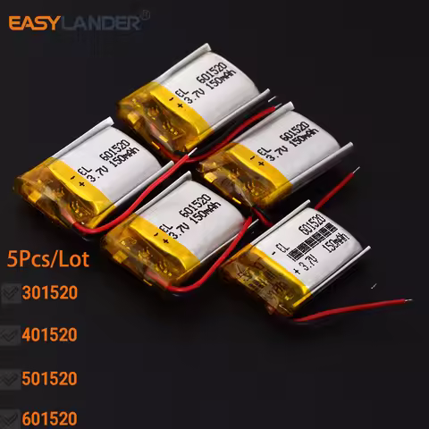 5PCS/Lot 301520 70mAh 401520 90mAh 501520 120mAh 601520 701520 3.7V 150mAh Lithium Polymer LiPo Rech