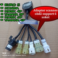 Adaptor 6 Soket Alat Scanner Diagnostic Motor Injeksi Support Obd 2 Lengkap