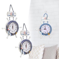 [Finevips1] Mediterranean Wall Clock Silent Nautical Clock for Office Kitchen Bathroom