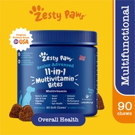 Zesty Paws Senior Advanced 11-in-1 Multivitamin Bites วิตามินรวม [รสเนื้อ] (90 เม็ด แบบเคี้ยว) (EXP: