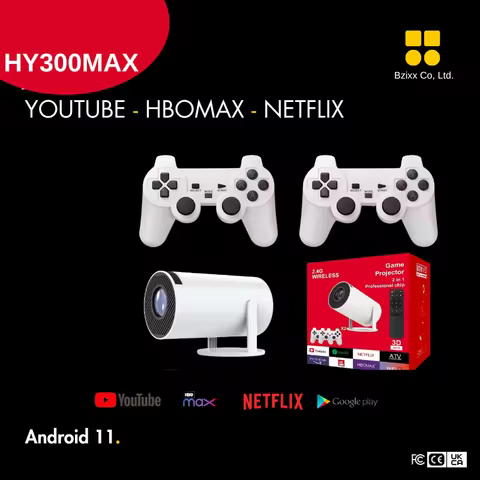 3D Game Projector 2 in 1 HY300 M300MAX Controller Gamepad Android 11 5G WIfi Playstore Home Cinema O