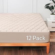 Hearth & Harbor 12 Pack Full Size Quilted Fitted Mattress Pad Cover, 100% Waterproof Mattress Protec