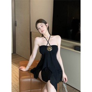 Pure Desire Style One Shoulder Irregular Dress Womens Summer Wear Tube Top Neck Hanging Slimming Hol