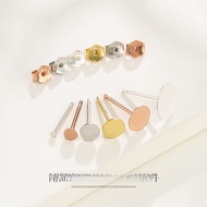 S925 Sterling Silver Flat Head Earrings DIY Handmade Earring Accessories Pearl Flat Back Stud Earrin