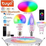 Tuya WiFi Smart LED Ceiling Light E14 Candle E27 Bulb GU10 Spotlight RGBIC Voice Control Alexa Googl