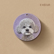 EMJOUR Double-Sided Embroidered Charm-Gray VIP | Toy Poodle Poodle Dog Pet Dog Souvenir Gift Key Rin