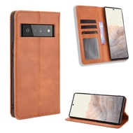 Case For Google Pixel  6 7 Pro 4 XL 4A 5A 5 6A,Leather Case Solid Color Cowhide Pattern Flip Full Protection Back Cover