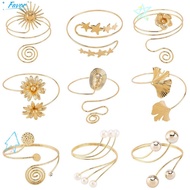 FAVOR Opening Arm Bracelet, Adjustable Gold Color Wide Open Bangle, Glamorous Multi Style Retro Meta