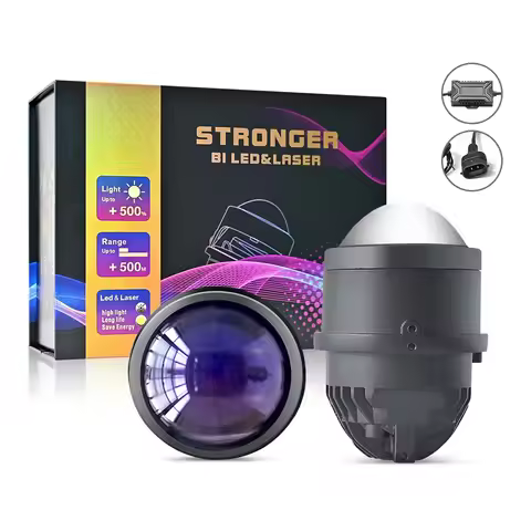 X5 3 Inch Bi LED Fog Light Projector Lens Kit for Car Motorcycle, Waterproof Hi-Lo Beam Three Colors