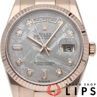 勞力士星期日曆型 36 腕錶，10 鑽隕石款，星期日曆型 118235A（隨機款），帶錶盒、保固卡，18K 玫瑰金，男士腕錶，隕石質地，拋光處理，成色極佳 [二手]