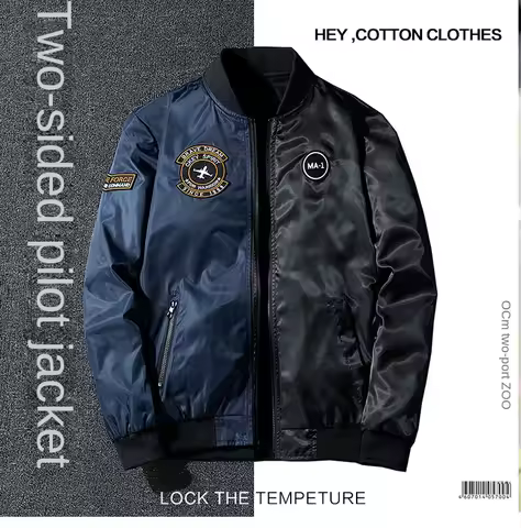 Coat Men's Air Force Pilot Jacket MA1 Autumn/Winter Baseball Suit Trendy Brand Double Sided Thickene