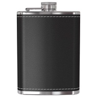 Flask for Liquor and Funnel - 8 Oz Leak Proof 18/8 Stainless Steel Pocket Hip Flask with Black Leather Cover for Discrete Shot Drinking of Alcohol Whiskey Rum and Vodka  Gift for Men