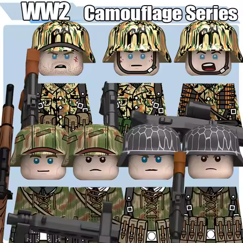 WW2 Military Soldier Figures Series Building Blocks Army Officer Gun Helmet 98K Gun Warrior Accessor