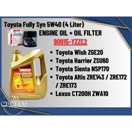 Toyota Fully Synthetic SN/CF 5W40 Genuine Engine oil+FOC Toyota YZZA6 Oil Filter